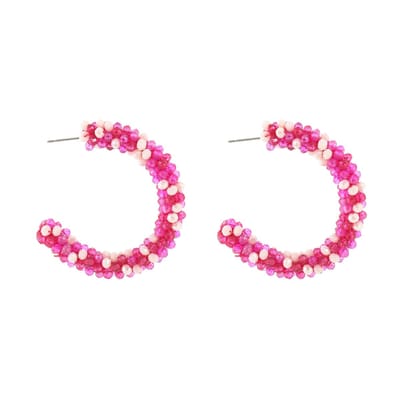 Oorbellen Strass Roze/Wit - Stainless steel – 4.5 cm – Trendy – Nikkelvrij -Verkleurt niet