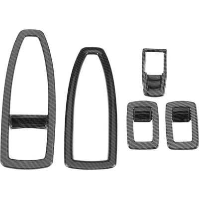 Lot de 5 caches-boutons de lève-vitre style fibre de carbone pour BMW Série 3 F30 13 18 black