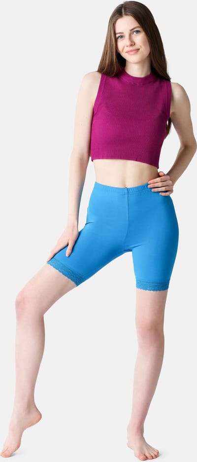 Bellivalini BLV-BLV50-216-LE Dames Leggings - Sport - Vrijetijdsbroek - Kort - Viscose - Sporbroek - Yogabroek - Blauw - S