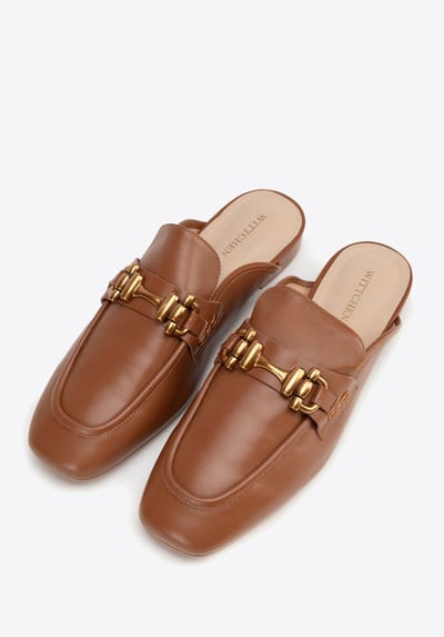 Wittchen Dames Leren Loafers met Open Hak Bruin Echt Leer