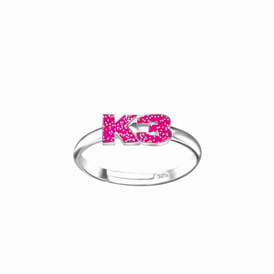 K3 - zilveren ring - K3 collectie - roze logo - 925 zilver