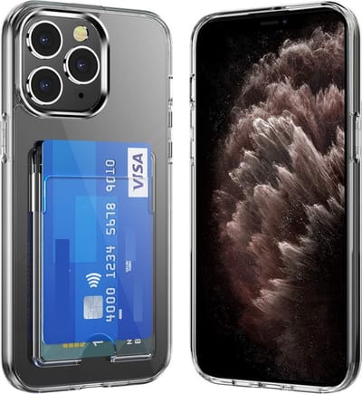 iPhone 13 hoesje - Transparant - met pasjeshouder - kaarthouder - 2 pasjes - case - Doorzichtig - Provium
