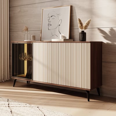 Meubella - Riverhead - Dressoir - Beige/Eiken - 154x39x80 cm