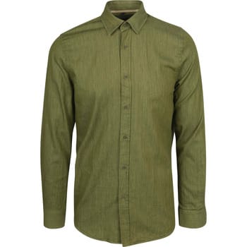 Suitable Overhemd Washed Groen - Maat XXL - Heren - Casual Shirt