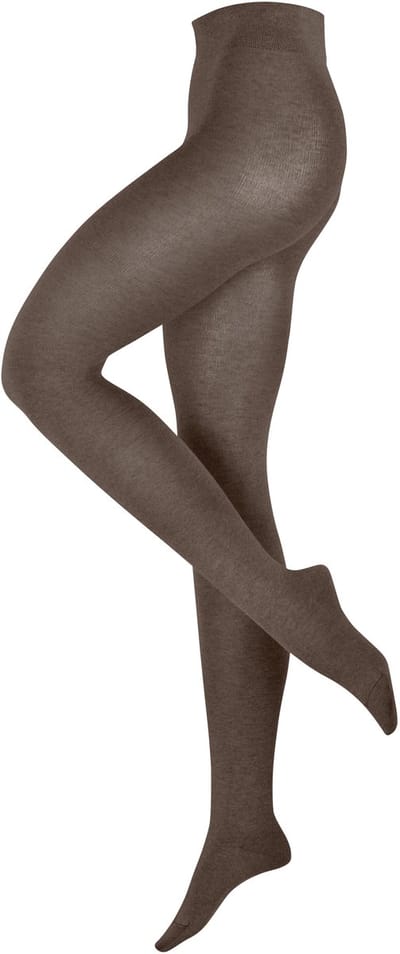 Esprit Plain verstevigd zachte comfort tailleband katoen wol panty dames bruin - maat 36-38