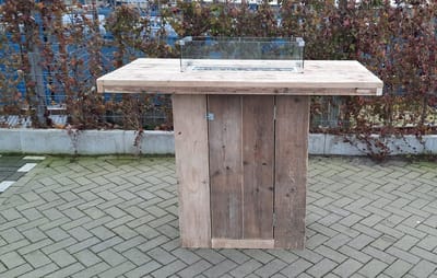 Vuurtafel Sta Tafel ''Celebration'' Terrasverwarmer Gebruikt steigerhout 80x150x110cm