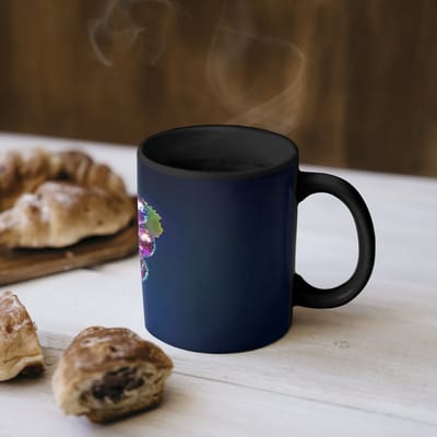 Magische Mok - Foto op Warmte Mokken - Koffiemok - Paars - Disco - Feest - Druif - Magic Mok - Beker - 350 ML - Theemok
