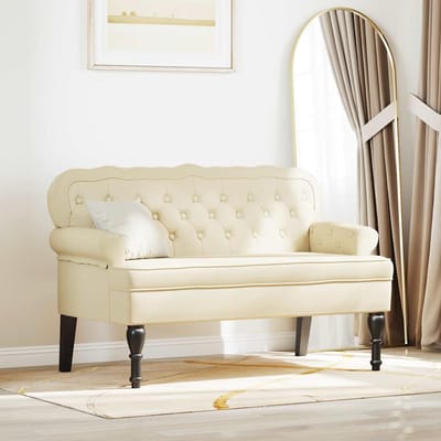 vidaXL - Chesterfield - Bank - Crème - 119,5 - x - 64,5 - x - 75 - cm - Kunstleer
