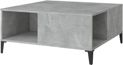 Salontafel Beton Grijs - Houten Tafel Opbergplank - Woonkamer Inrichten - Gemanipuleerd Hout Kwaliteit - 80x80x365 cm - Grijs