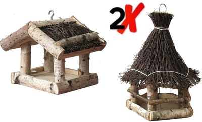 GARDEN SPIRIT Set van 2 Vogelvoederhuisje Berk Hangend - Vogelhuisje