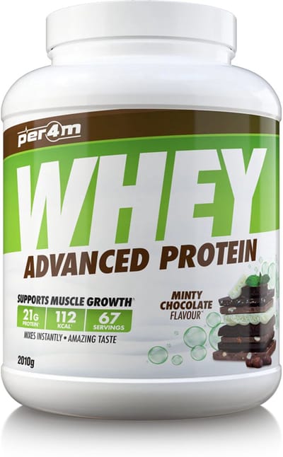 Per4m - Advanced Whey Protein - Minty Chocolate - Proteine poeder - Eiwit shake - Eiwitpoeder - 2.01kg - Whey Protein - Eiwitshakes - Whey Proteine - Protein - Proteine - Proteine Shake - Shake - Fitness - Krachttraining - Gym