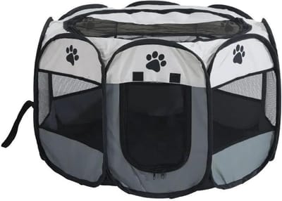 Huisdier Tent - Reis Bench - Veilig Vervoer - Opvouwbaar Ontwerp - XL 114x114x58CM - Grijs
