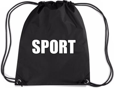 Bellatio Decorations Nylon sport gymtasje - sporttasje - zwemtasje - zwart - jongens en meisjes