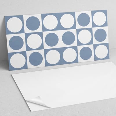 Coloray Wandpanelen Zelfklevend - Geometrische cirkels in een raster PVC Wandpaneel - 100 cm x 50 cm - Blauw Wandbekleding Zelfklevend - 1 stuk - Abstractie Wandpanelen Zelfklevend - Wandpanelen Keuken - Wandpaneel Badkamer