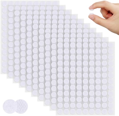 Klittenbandsluiting, rond, zelfklevend, 10 mm, 540 paar haken en lussen, zelfklevend, dubbelzijdig, rond, voor knutselwerk, schoolmaterialen en thuisgebruik, wit