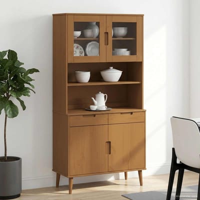 vidaXL - Hutch - MOLDE - Karamel - 90 - x - 35 - x - 100 - cm - Massief - grenenhout