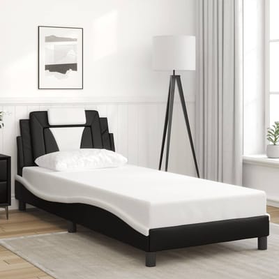 vidaXL - Bedframe - "Viana" - zonder - matras - kunstleer - zwart - en - wit - 90x190 - cm