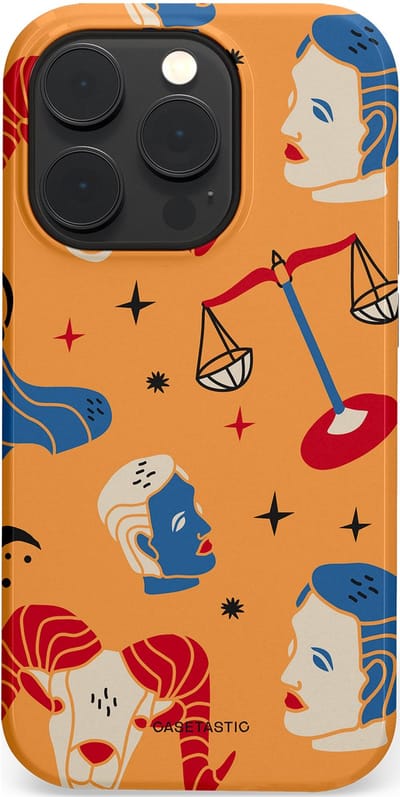Casetastic hoesje geschikt voor Apple iPhone 14 Pro - MagSafe - Dubbellaagse bescherming - Zodiac in lijn - Fashion Case - Okergeel Terracotta Zand Rood