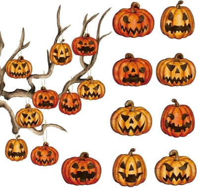 Halloween hangende ornamenten - voor in de boom - Halloween hangende hangers - boomdecoraties - grappige mini pompoenen - Halloween hangende - kerstballen ornament - papieren kaarten - voor Halloween boom huisdecoratie - 9 stuks