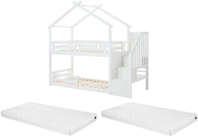 Vente-unique Stapelbed hout wit 90 x 190 cm