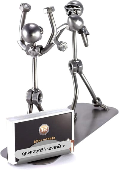 Schroevenmannetje Football - Metalen Figuur - Visitekaarten Houder - Persoonlijke Gravure - 1.06 ponden - Zilver