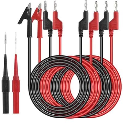 Meetleidingen set voor multimeter - 6 stuks met krokodillenklemmen en geïsoleerde banaanstekkers