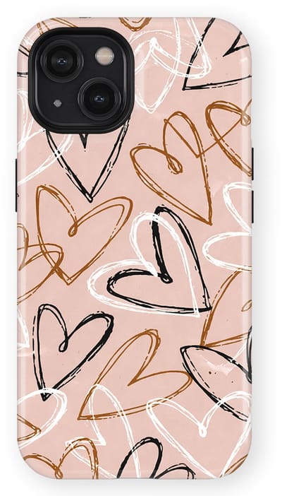 Tough Hoesje met Hartjes geschikt voor iPhone 14 | Little Love Tough Case Geschikt voor Mag | Hartjes Print Backcover geschikt voor iPhone 14 Artful Hearts