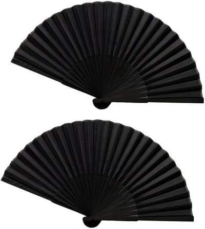 NTHProducts - Vouwen-fan - Zwarte Vouwen-fan voor Feestjes - Handzaam en Lichtgewicht - Zwart - Perfect voor Bruiloften en Festivals - Set van 2