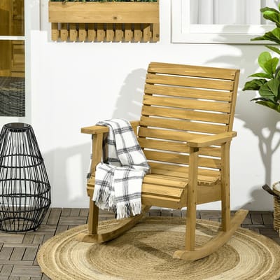 Pugsdrly Tuinstoel, schommelfunctie, brede zitting en rugleuning, natuurlijk hout, 64 x 86 x 85 cm
