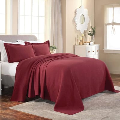 Spreiset, katoen, fleur de lis, warme deken, beddengoed voor alle seizoenen, slaapkamerdecoratie, decoratieve boho medaillon-sprei, inclusief 1 sprei, 2 kussenslopen, kingsize, granaat