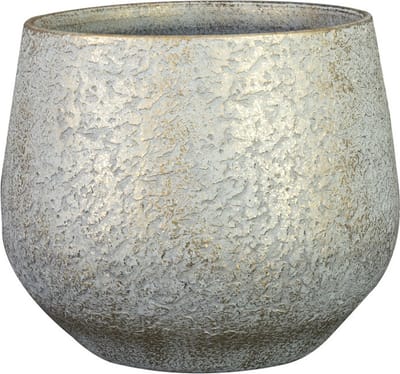 Ter Steege Plantenpot/bloempot - keramiek - metallic zilvergrijs - touch of gold - D19/H16 cm