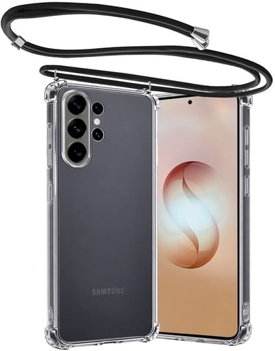 Hoes - Geschikt voor Samsung Galaxy S26 Ultra - Met Koord - Shock Proof - Siliconen Case - Back Cover - Telefoonkoord - Telefoon Hoesje Shockproof - Telefoonketting - Transparant