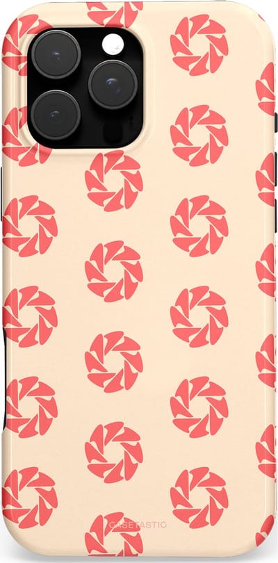 Casetastic hoesje geschikt voor Apple iPhone 16 Pro Max - MagSafe - Dubbellaagse bescherming - Peach Bloem Cirkels - Fashion Case - Crème Koraal Perzik