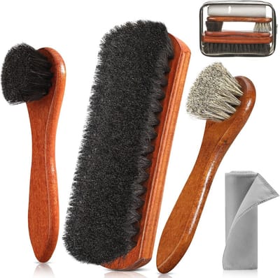 Premium Paardenhaar Schoenborstel Set voor Leer - Schoenreinigings- en Poetskit