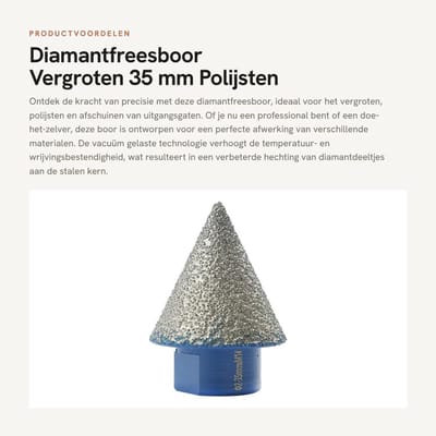 Dailygoods- Diamantfreesboor 35 mm - Diamantvingerfreesboor - M14-schroefdraad - Afschuinen - Polijsten - Vacuüm gelaste technologie - Boor