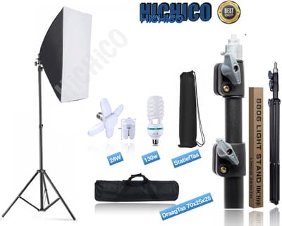 HiCHiCO® Softbox Studiolamp set – Studioflitser continu fotostudio-apparatuur - Softboxen Fotografie Foto Studio Verlichting Kit – Fotolamp - Fotografie - Softbox