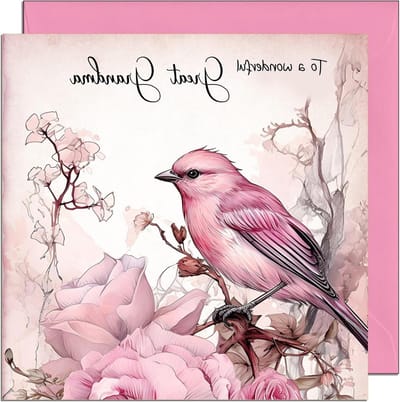 Verjaardagskaart Oma - Wenskaart Dames - Verjaardag Vieren - Extra Dikke Kaart - 150mm x 150mm - Roze