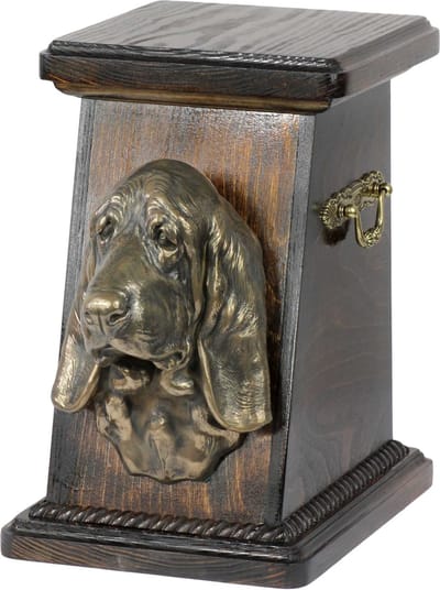Elegante urn voor Basset Hound as, met hondenbuste als herinnering
