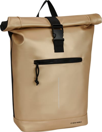 New Rebels Mart New York Metallic Goud 21L Rugzak Rolltop Waterafstotend Laptop 15.6