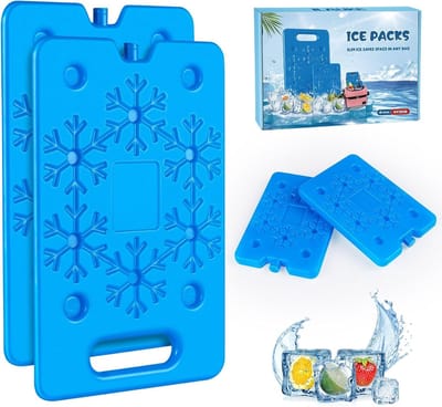 Platte koelaccu's - Mini koelelementen - Koelbox & tas - Herbruikbaar en veilig - 2 maten set - Blauw