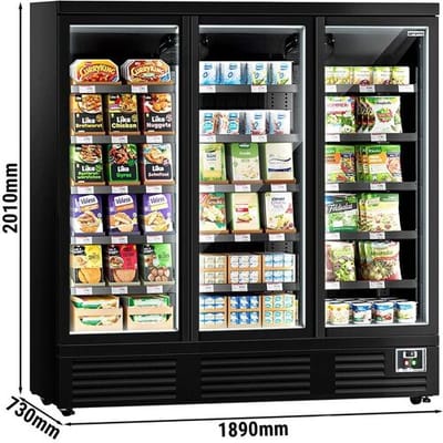 GGM Gastro Wandkühlregal - 1890mm - 1539 Liter - mit 3 doppelt verglasten Flügeltüren & 5 Ablagen