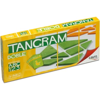 Cayro Double Tangram - Educatief 2-Spelers Tangram Snelheidsspel - 3 Moeilijkheidsniveaus - Solo of Duel - Speelduur 15 Minuten - Vanaf 5 Jaar - Logisch Ruimtelijk Denkspel - FSC Hout