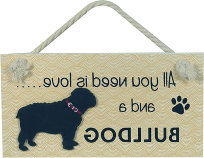 Houten Huisdier Bord - Honden Decoratie - Cadeau Geven - Met Hondensilhouet - 21 x 11 cm - Houtkleur