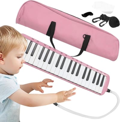 Melodica Instrument - Lucht Piano - Muziek Leren - 37 Toetsen - 48 cm Lengte - Roze