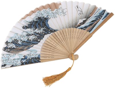 Allecto - Vouwfan - Japanse Vouwfan - Retro Bamboe Afwerking - Lichtgewicht en Multifunctioneel - Handig voor Warmte - Perfect voor Thuis en Reizen