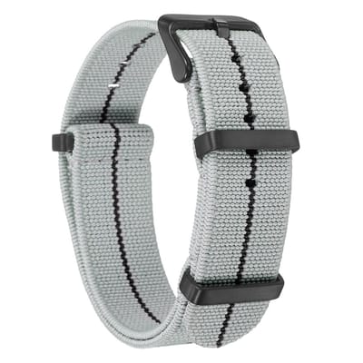 Dailygoods - QUARKZMAN Horlogebandje van elastisch nylon, 20 mm, eendelig, Frans horlogebandje, waterdicht, vervanging met zwarte gesp, voor heren en dames, grijs, zwart