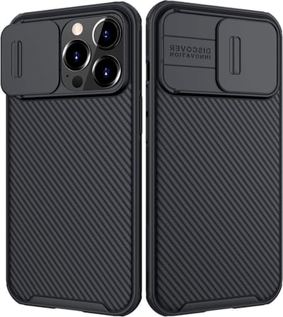 iPhone 13 Pro Hoes met Schuifbare Camera Bescherming, Schokbestendige Rubber Bumper en Harde Beschermcase voor iPhone 13 Pro 6.1" (2021)