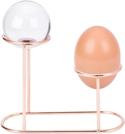 2 Stuks Metalen Crystal Ball Display Stand, 16x6x12cm Legering Dubbele Balhouder voor Kristallen, Edelstenen en Agaatballen in Roze Goud