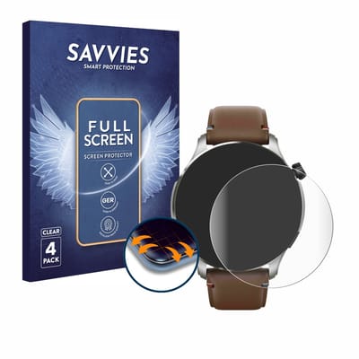 Savvies - Screenprotector voor Huami Amazfit GTR 4 - Folie Beschermfolie transparant volledig dekking 4 Stuks