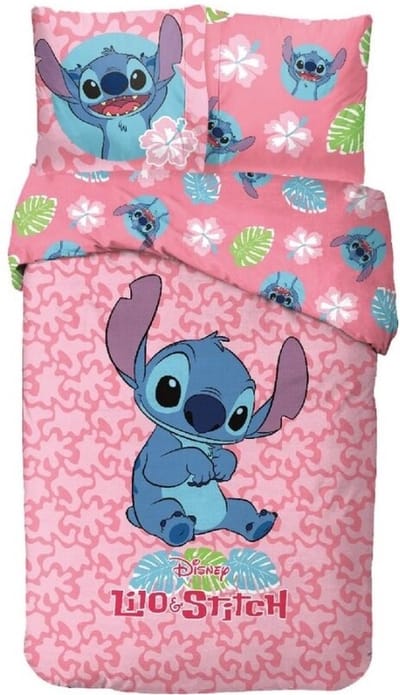 Disney - Lilo & Stitch - Dekbedovertrek - 140 x 200 cm. - 100% Katoen – Eenpersoons - Roze